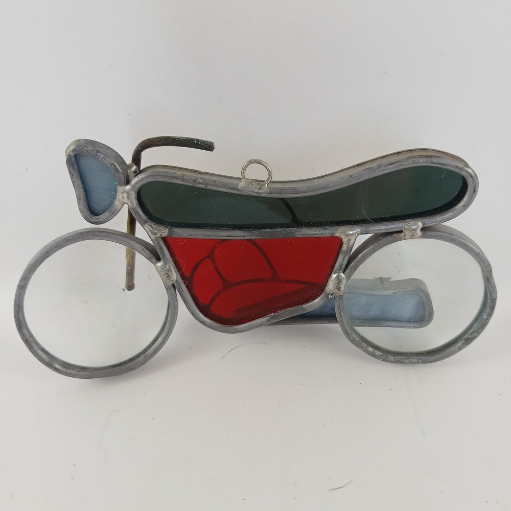 Handmade Hanging Motorcycle Harley Davidson Stained Glass Sun Catcher